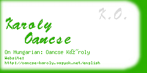 karoly oancse business card